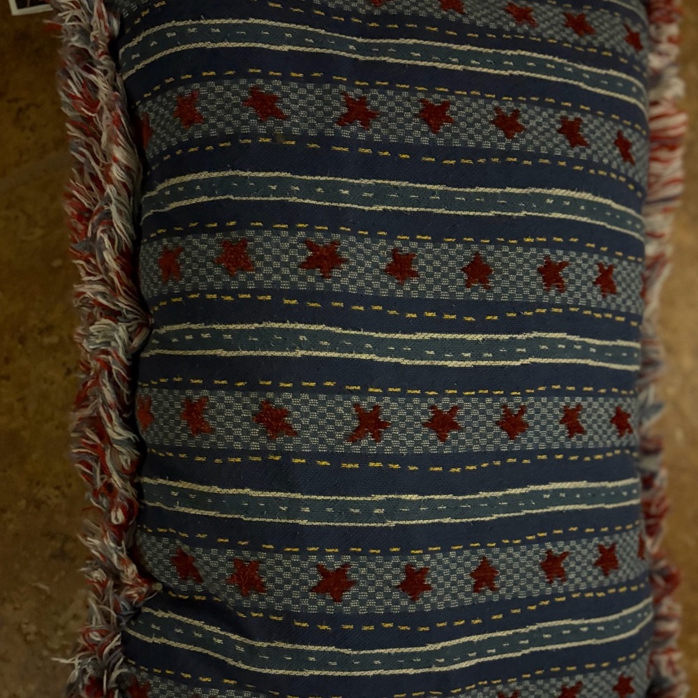 Unique Vintage Navy and Burgundy Striped Pillow